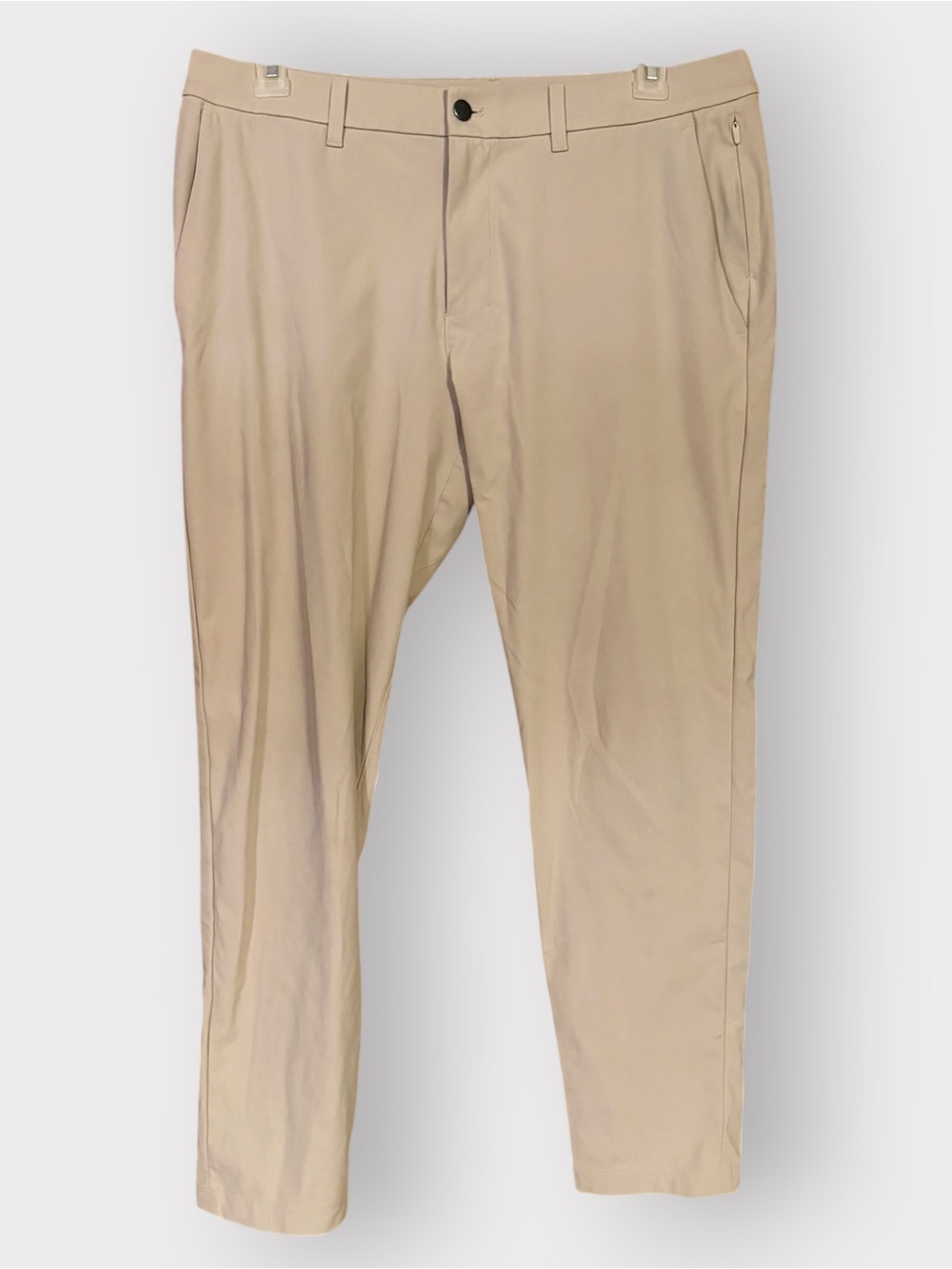 Lululemon ABC Pant Slim Fit 36 Mens Tan Khaki Warpstreme 5 Pocket Trousers - Picture 1 of 13
